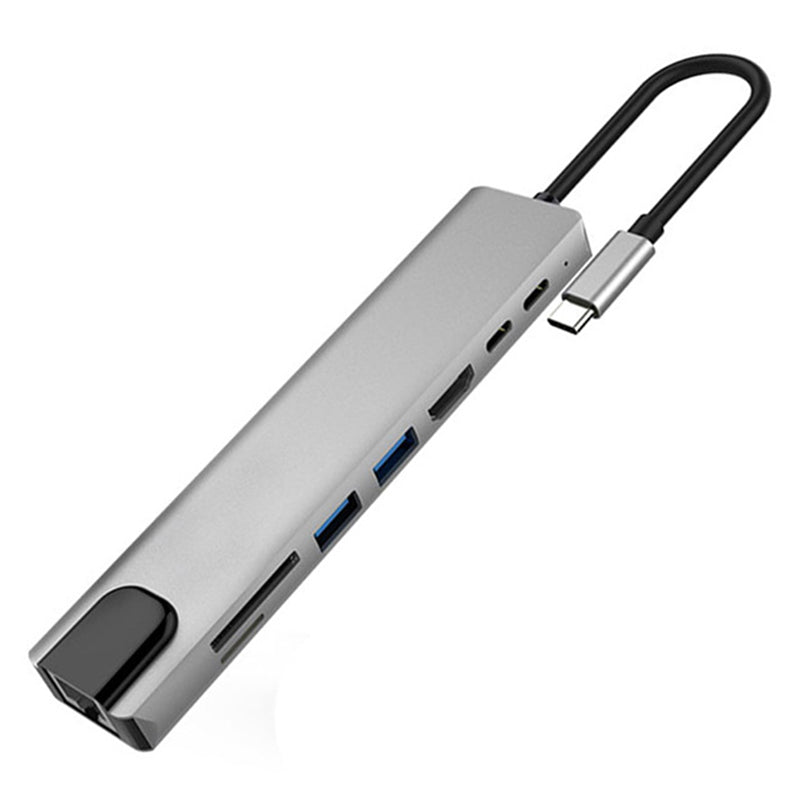 XCF-RJ45-285 8-in-1 USB-C Hub Adapter Portable Mini Type-C Docking Station 10/100Mbps RJ45 Type-C Hub to USB-C USB HD XCF-RJ45-285 8-in-1 USB-C Hub Adapter Portable Mini Type-C Docking Station 10/100Mbps RJ45 Type-C Hub to USB-C USB HD